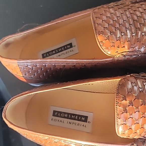 Florsheim Men's Shoes Size 10 Royal Imperial Brown Woven Leather Vintage Loafer - Picture 4 of 9